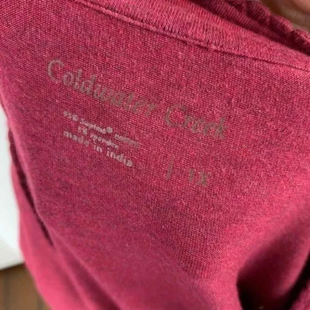 Coldwater creek womens top size 1X red 3/4 V-neck